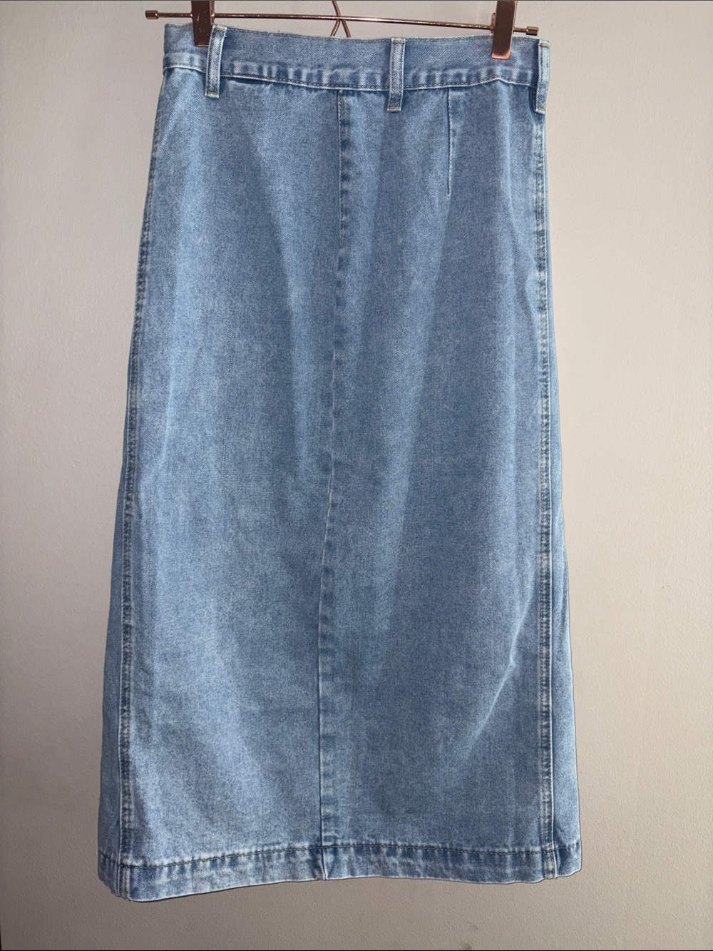 Light Wash Denim Button-Front Midi Skirt - Picture 3 of 3